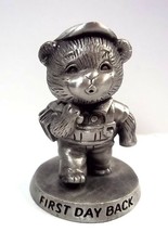 Avon pewter figurine Teddy Bear First Day Back 1983 - $5.95