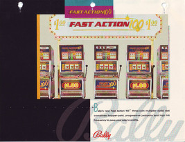 BALLY GAMING FAST ACTION 100 CASINO SLOT MACHINE FLYER Vintage Promo Art - $23.28