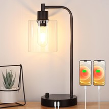 Industrial Table Lamp With 2 Usb Charging Ports, Fully Stepless Dimmable Modern  - £43.11 GBP