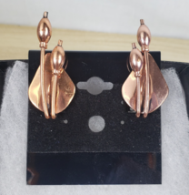 Vintage 1950’s French Designer Renoir MCM Copper Flower Cattail Clip On ... - $37.49