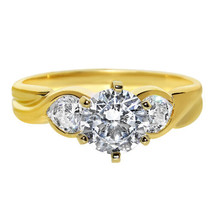 Solid Genuine 14k Yellow Gold 1 1/2ct Round Fine Cubic Zirconia Engageme... - $6,998.67 MXN+