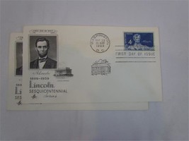 Vintage (2) First Day of Issue 4C 1809-1959 Lincoln Sesquicentennial Series Stam - £9.92 GBP