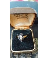 Antique Vintage 1930 Sapphire Diamond Sterling Silver Gilt Ring Size UK ... - £93.95 GBP