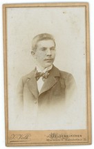 CIRCA 1870&#39;S CDV Handsome Young Man With Mustache Volk Gelsenkirchen Germany - £7.46 GBP