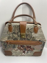 Vintage Tapestry Hunting Horses Bag 16 By 13 By 7 Inches Unique Travel - £44.83 GBP