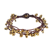 Hip Brass Nuggets Mesh Layered Cotton Rope Bracelet - £8.40 GBP