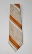 Damon Vintage Orange and Beige Striped Textured Polyester Neckwear Tie - $19.99