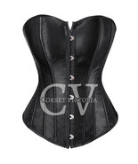 Black Satin Overbust Corset Hand made Halloween Costume Steel Boned Bust... - $64.99+