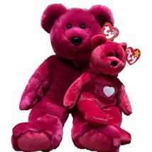 Valentina the Valentine Bear Ty Beanie Baby & Buddy Set MWMT 2pcs Retired Plush - £19.94 GBP