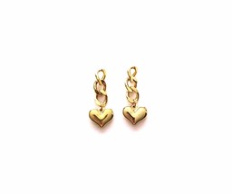 14K Gold Curb Chain Heart Earrings - £23.25 GBP