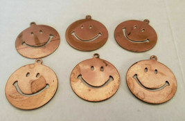 Vintage Happy Face Copper Tone Charms Lot of 6 New - £6.36 GBP