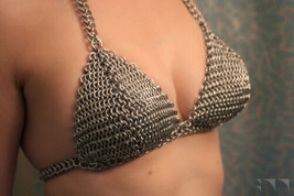Aluminum Chainmail Bra Raicho Drama Queeen Worn Viking Top Bikini For Halloween - £54.32 GBP