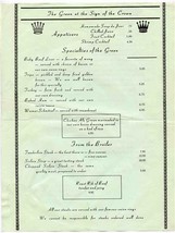 The Green at the Sign of the Cross Dinner Menu 1970&#39;s - £14.22 GBP