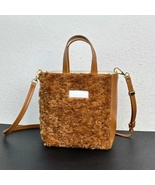 Simple Wool Spliced Leather Handbag - £176.09 GBP