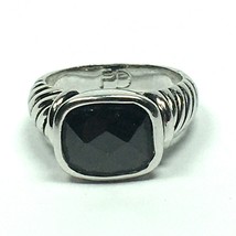Premier Designs MIDNIGHT Black Ring Size: 7.75 - Silver Ribbed Sides - $16.00