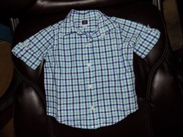 Janie and Jack Blue Plaid Button Down LS Shirt  Size 12/18 Months Boy's EUC - $19.71