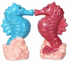 Seahorses Marine Life Hippocampus Magnetic Salt and Pepper Shaker Set Decor - $328.55 MXN