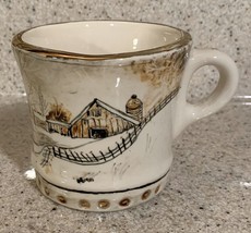 Vintage Handpainted Dated 1973 Winter Scene Coffee Mug Cup Signed Joe Burnett - £2.23 GBP