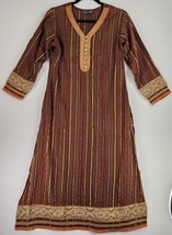 Collections Dress Womens Medium Brown Indie Embroidered Classic Vintage ... - £45.16 GBP