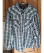 Orvis Men&#39;s Pearl Snap Cotton Blue Plaid XXL (Bin HH) - $30.04 CAD