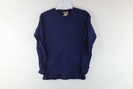 Vintage 80s Streetwear Womens Medium Faded Thermal Waffle Knit T-Shirt Blue USA - £27.21 GBP