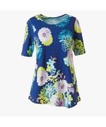 Chico&#39;s Blooming Happiness Asymmetrical Grommet Tunic, Floral T-Shirt S ... - £20.09 GBP