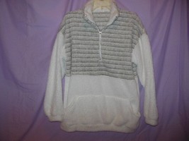 Ladies Unbranded Cozy Fleece Pull Over Top XXLarge Gray&amp;White - £9.58 GBP