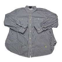 LRL Lauren Jeans Co Shirt Womens 1X Blue Long Sleeve Stripe Cotton Button Up - £14.72 GBP