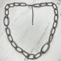 Chico&#39;s Silver Tone Metal Mesh Chain Link Long Necklace - £13.19 GBP