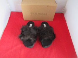 STEVE MADDEN Women&#39;s Amari Faux Fur Slippers - Black - US Size 8  -  #730 - $368.27 MXN