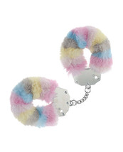 Shots Ouch! Heavy-duty Fluffy Handcuffs - Powder Rainbow - £14.22 GBP