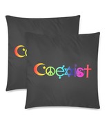 Set of 2 pcs Coexist Live in Harmony Zipper Throw Pillow Case  2 Sides 1... - $32.60 CAD