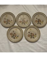 Crown Manor MCM Salad Plates 5 Floral Garden Handpainted Stoneware Japan... - $16.34 CAD