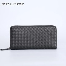 2023 New Woven Top Layer hide Wallets Men   High Quality Long Leather Zipper Clu - £80.90 GBP