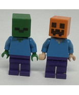 Lego Minifigure Steve Zombie And Pumpkin Head - $6.90