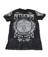 Vintage Y2K Affliction Men T Shirt Live Fast Graphic Black L Cross Distr... - $69.30