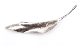 Vintage Textured Silver Tone Abstract Leaf Pin 4 in - $11.88