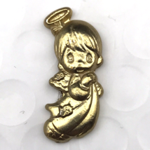 Child Angel Pin Vintage Gold Tone Christian Prayer Catholic Halo - £8.06 GBP