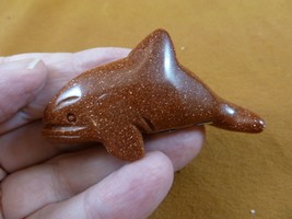 (Y-WHA-KI-714) Orange KILLER WHALE ORCA gemstone figurine I love baby wh... - $23.36