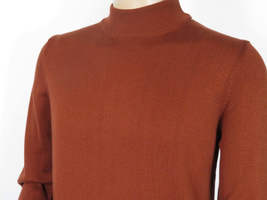 Men's Sweater Knit By BRANGO Turkey Mock Neck Cotton Blend 21050 Brick image 9