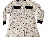 Yikes Flannel House Dress Night Gown Dog Lover Print Bow Wow Women’s L - $18.61