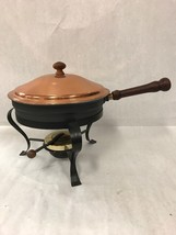 Vintage Copper Chafing Dish Pan Food Warmer Double Boiler Pan with Stand - $39.59