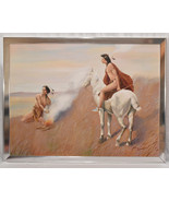 Vtg Jack Stevenson Smoke Signals Original Oil on Canvas Framed Painting ... - £239.80 GBP