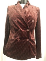 Carolina Belle Women&#39;s Blazer Maroon Velour Print Size Small - £39.02 GBP