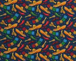 Cotton Mexican Fiesta Sombreros Blue Fabric Print by Yard D364.55 - $12.95