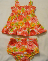 New Baby Girls Outfit Ellemenno Set Size 6-9M Sleeveless Print Pink Whit... - $15.98