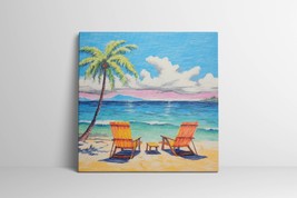Beach Painting, Ocean Beach Seascapes Large Wall Art Canvas, Florida Coast Print - £16.37 GBP+