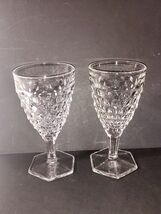 SET OF 2 VINTAGE FOSTORIA AMERICAN CLEAR GLASS HEX FOOTED 6-3/4" WATER G... - $20.00