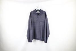 Vintage 90s Streetwear Mens Large Faded Terry Cloth Collared Pullover Sweater - £35.85 GBP