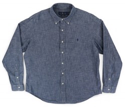 Polo Ralph Lauren Chambray Button Down Shirt Mens XL Blue Custom Fit Lon... - £34.21 GBP